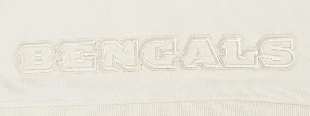NFL CINCINNATI BENGALS NEUTRAL WOMEN'S CROPPED PULLOVER HOODIE (EGGSHELL)