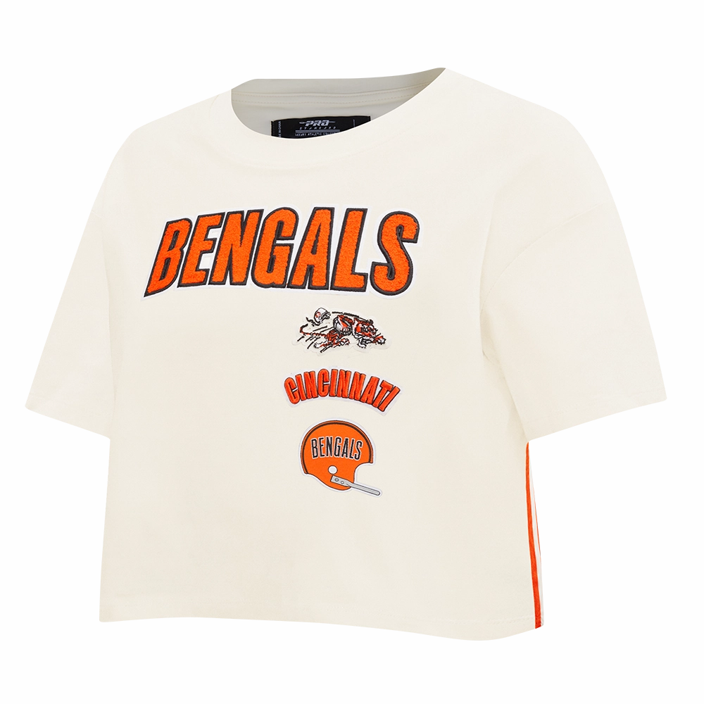 NFL CINCINNATI BENGALS RETRO CLASSIC WOMEN'S BOXY TEE (EGGSHELL)