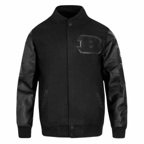 NFL CINCINNATI BENGALS TRIPLE BLACK MEN'S WOOL VARSITY JACKET (TRIPLE BLACK MEN'S)
