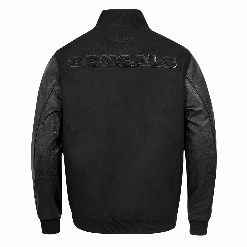 NFL CINCINNATI BENGALS TRIPLE BLACK MEN'S WOOL VARSITY JACKET (TRIPLE BLACK MEN'S)