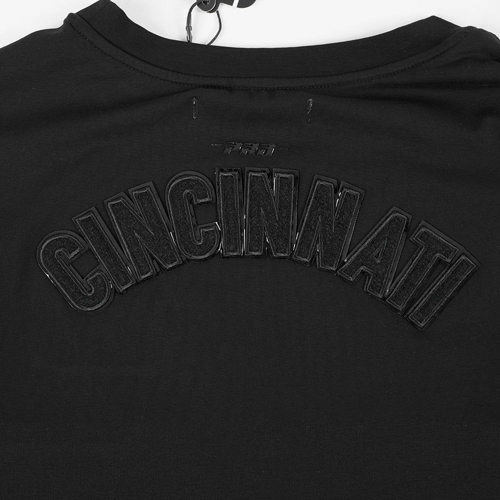 NFL CINCINNATI BENGALS TRIPLE BLACK WOMEN'S SINGLE JERSEY BOXY TEE (TRIPLE BLACK)