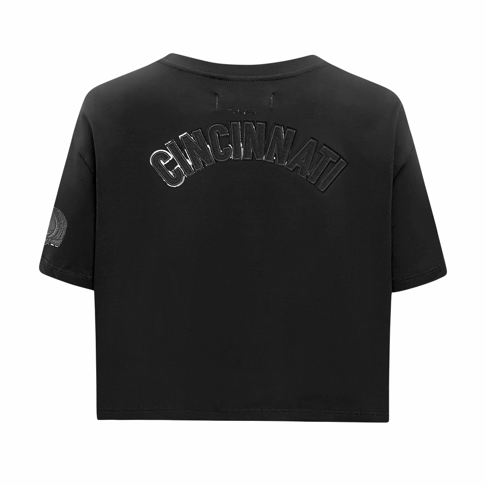 NFL CINCINNATI BENGALS TRIPLE BLACK WOMEN'S SINGLE JERSEY BOXY TEE (TRIPLE BLACK)