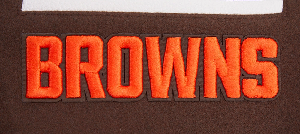 NFL CLEVELAND BROWNS MASHUP MEN'S RIB WOOL VARSITY JACKET (BROWN/WHITE)