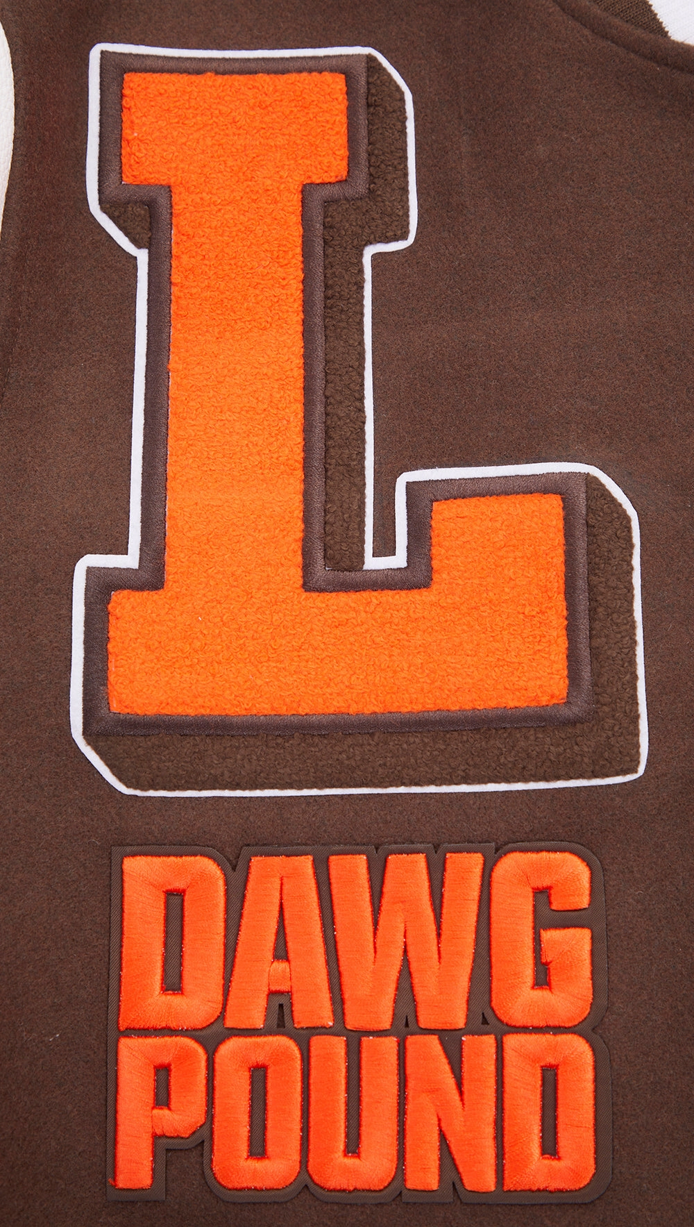 NFL CLEVELAND BROWNS MASHUP MEN'S RIB WOOL VARSITY JACKET (BROWN/WHITE)