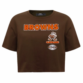 NFL CLEVELAND BROWNS RETRO CLASSIC WOMEN'S BOXY TEE (BROWN)