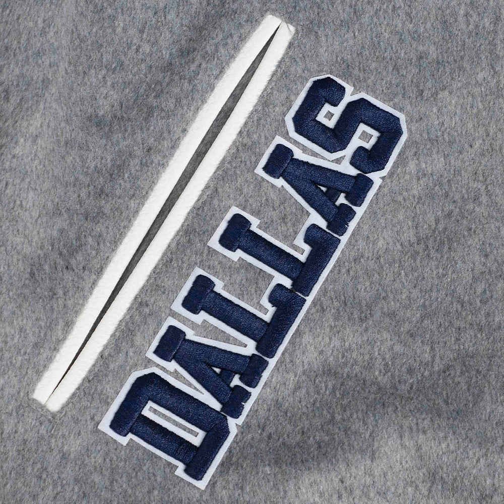 NFL DALLAS COWBOYS AREA CODE MEN'S RIB WOOL VARSITY JACKET (HEATHER GREY/WHITE/MIDNIGHT NAVY)