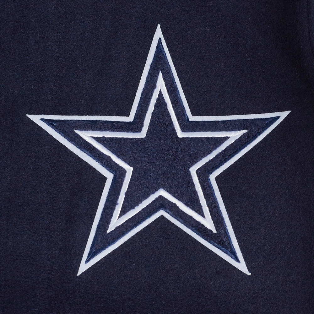 NFL DALLAS COWBOYS AREA CODE MEN'S RIB WOOL VARSITY JACKET (MIDNIGHT NAVY/WHITE)
