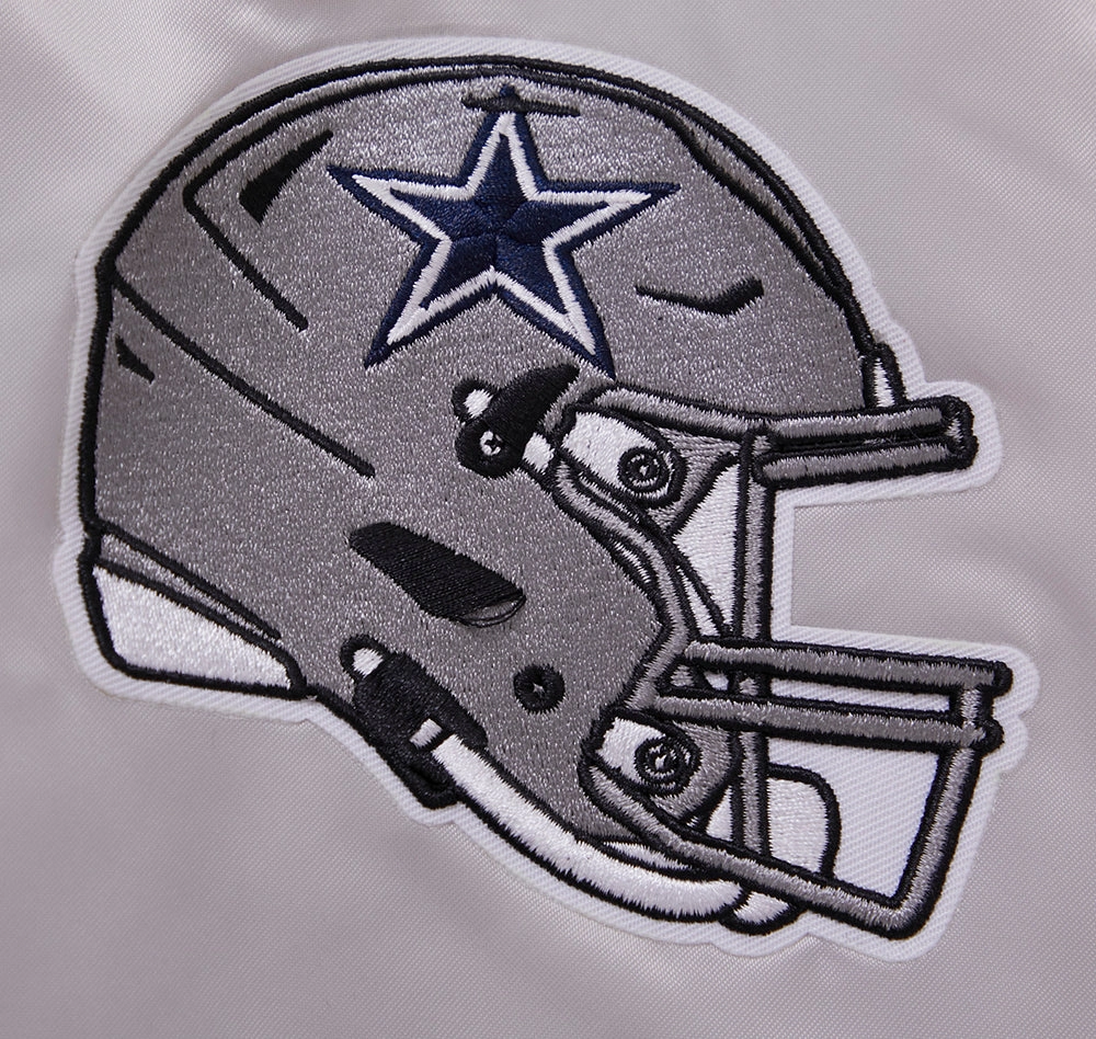 NFL DALLAS COWBOYS BIG LOGO MEN'S SATIN JACKET (SILVER)