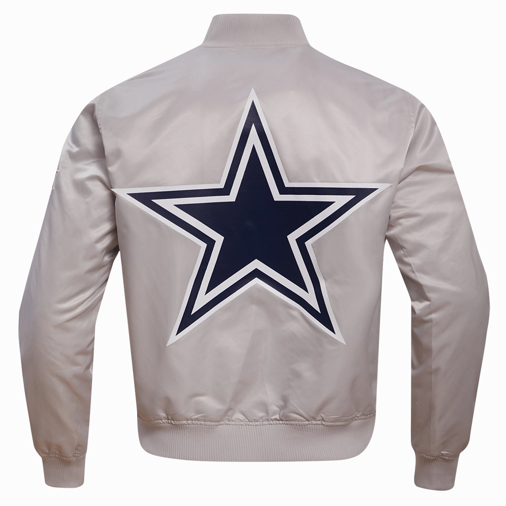 NFL DALLAS COWBOYS BIG LOGO MEN'S SATIN JACKET (SILVER)