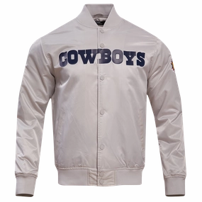 NFL DALLAS COWBOYS BIG LOGO MEN'S SATIN JACKET (SILVER)