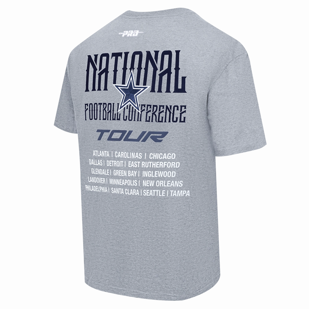 NFL DALLAS COWBOYS CITY TOUR 2.0 MEN'S COTTON JERSEY DROP SHOULDER TEE (DARK HEATHER GRAY)