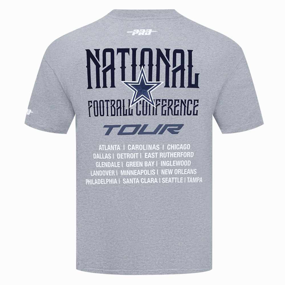 NFL DALLAS COWBOYS CITY TOUR 2.0 MEN'S COTTON JERSEY DROP SHOULDER TEE (DARK HEATHER GRAY)