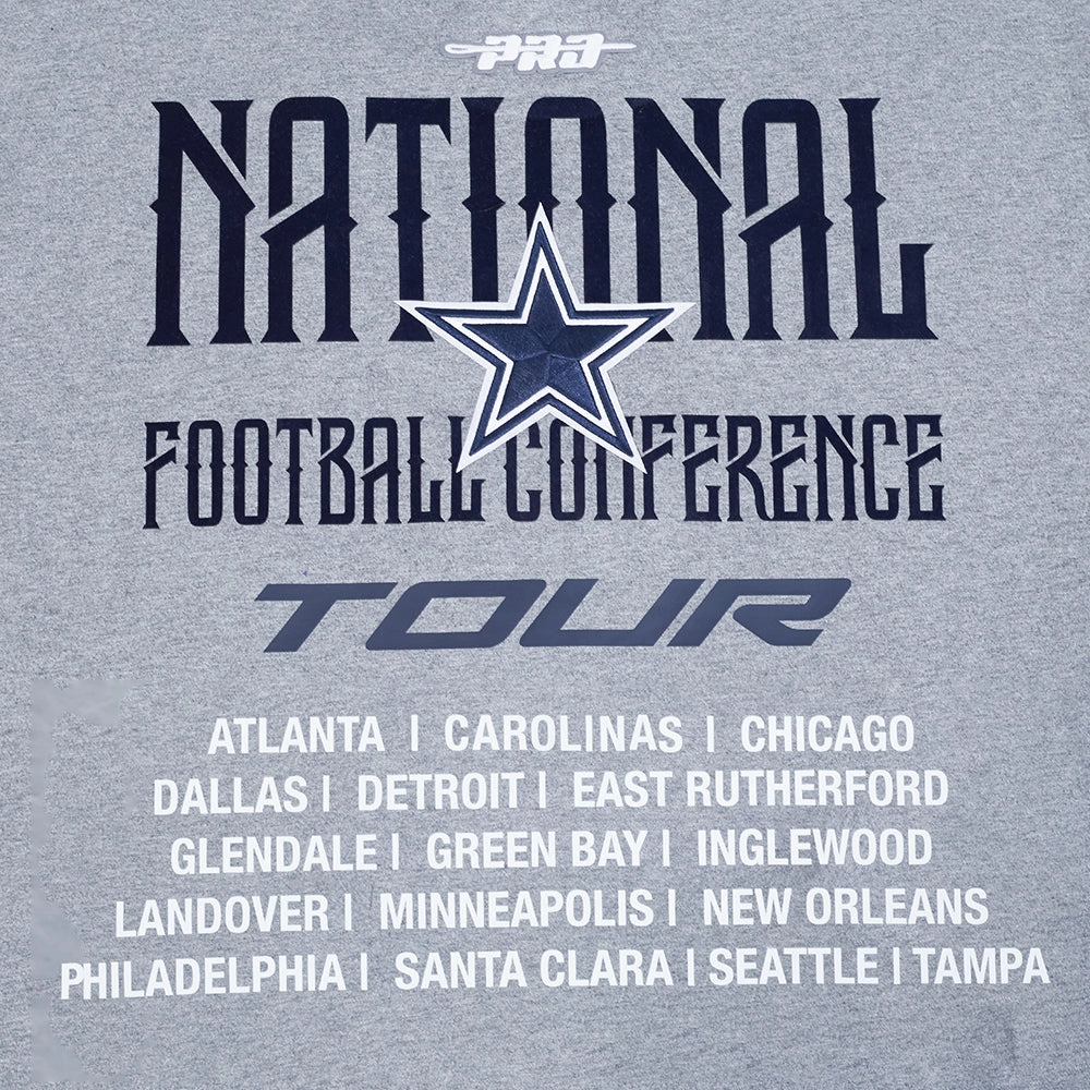 NFL DALLAS COWBOYS CITY TOUR 2.0 MEN'S COTTON JERSEY DROP SHOULDER TEE (DARK HEATHER GRAY)
