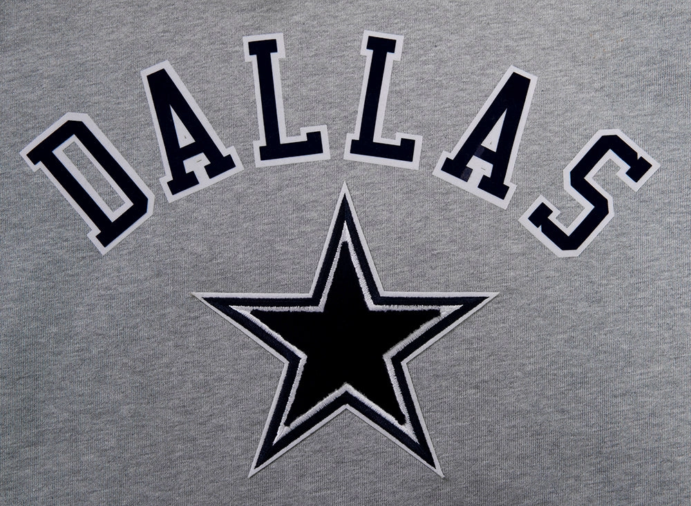 NFL DALLAS COWBOYS CLASSIC BRISTLE FLEECE PULLOVER HOODIE (HEATHER GREY)
