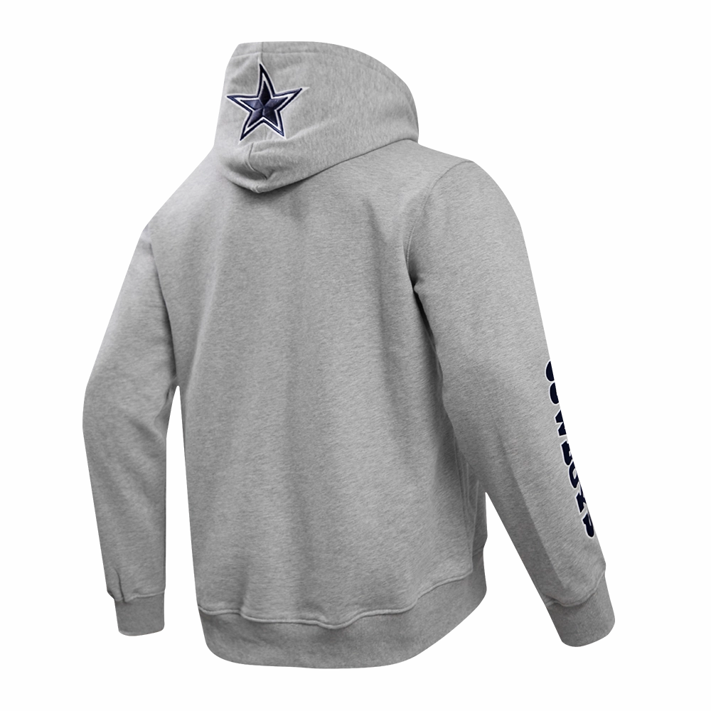 NFL DALLAS COWBOYS CLASSIC BRISTLE FLEECE PULLOVER HOODIE (HEATHER GREY)