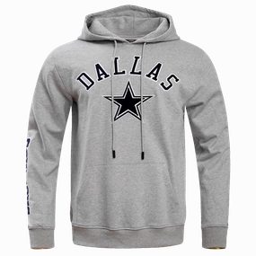 NFL DALLAS COWBOYS CLASSIC BRISTLE FLEECE PULLOVER HOODIE (HEATHER GREY)