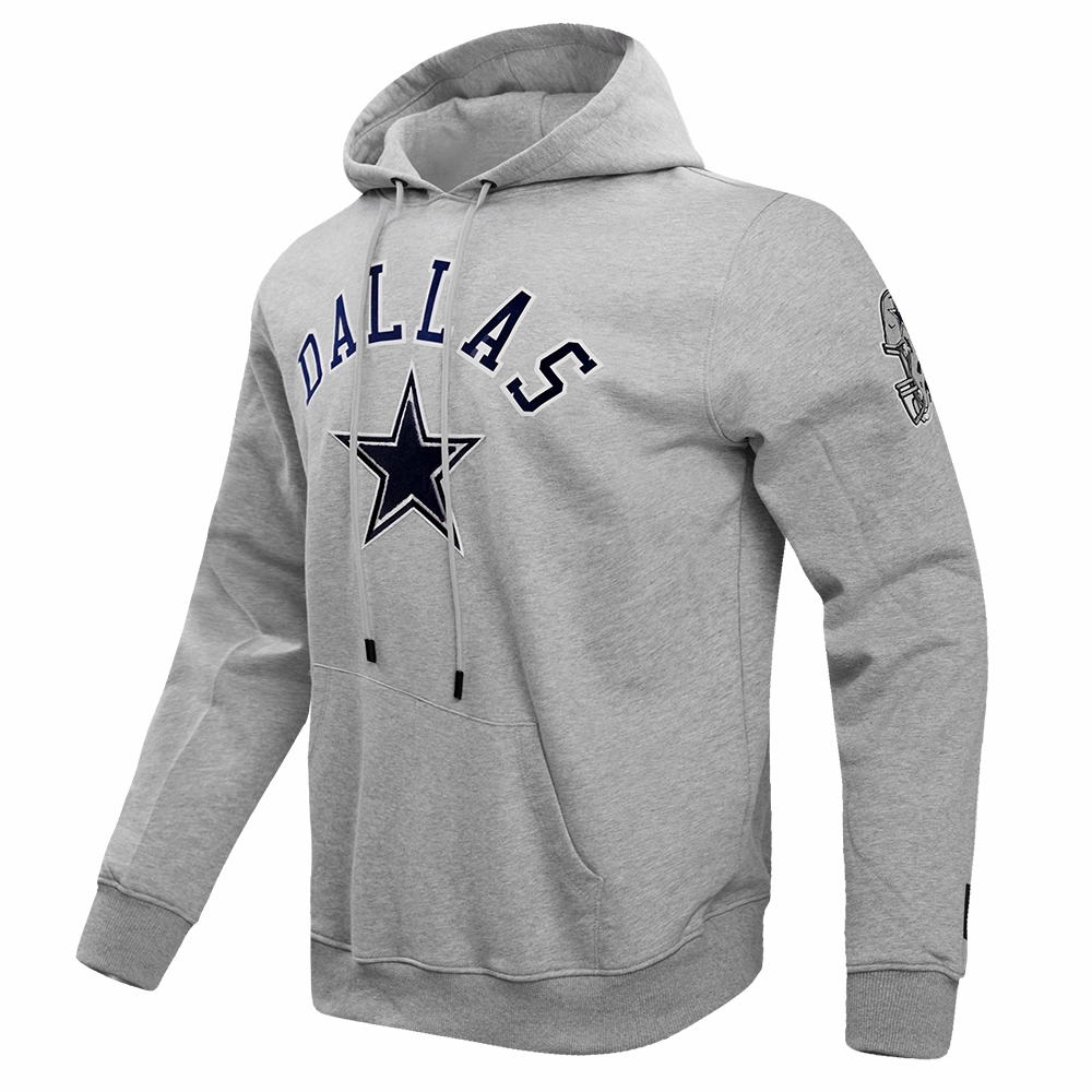 NFL DALLAS COWBOYS CLASSIC BRISTLE FLEECE PULLOVER HOODIE (HEATHER GREY)