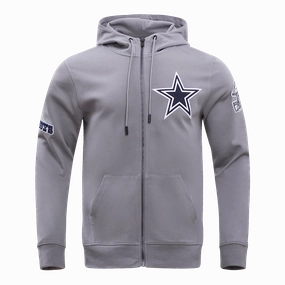 NFL DALLAS COWBOYS CLASSIC CHENILLE FULL ZIP HOODIE  (GRAY)