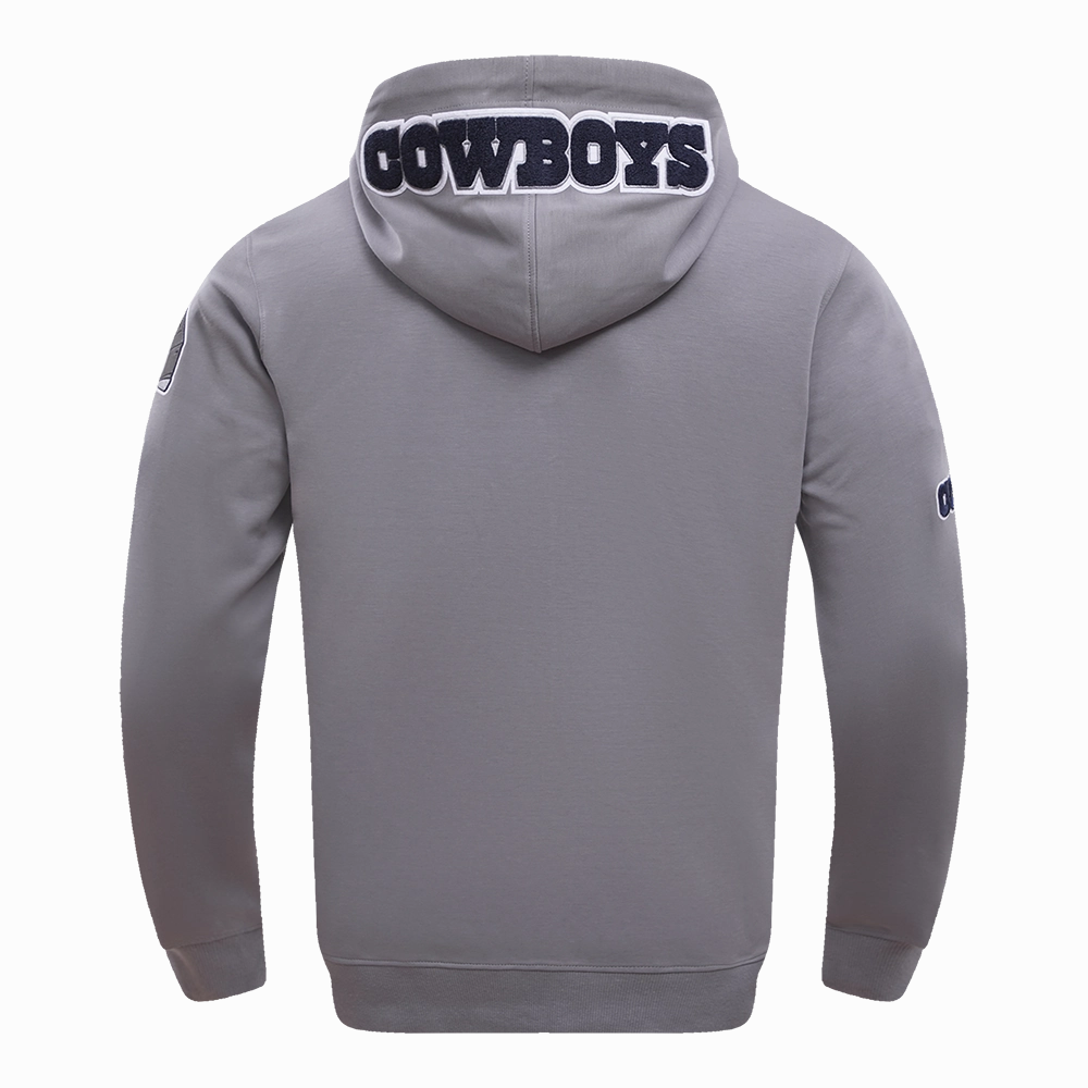 NFL DALLAS COWBOYS CLASSIC CHENILLE FULL ZIP HOODIE  (GRAY)