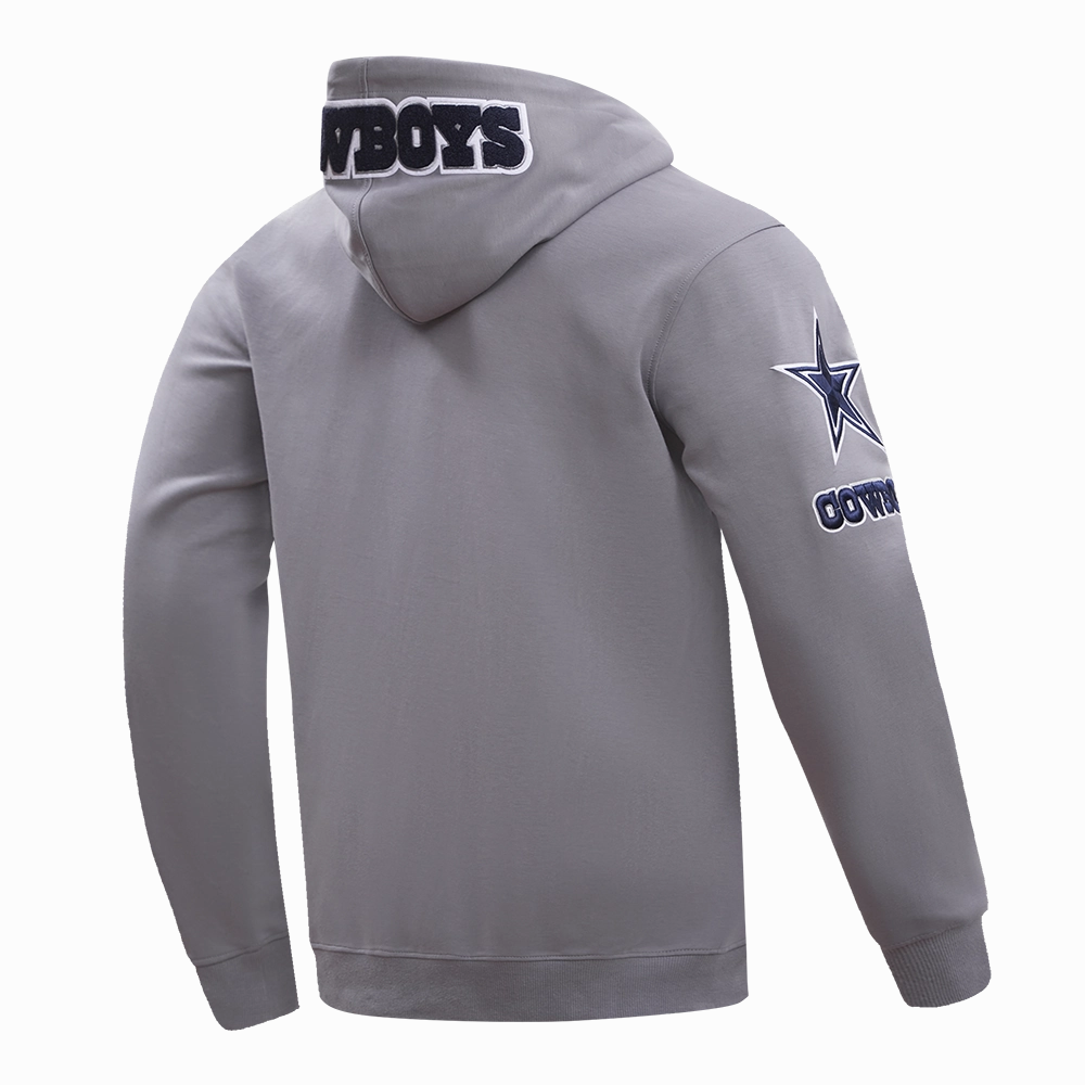 NFL DALLAS COWBOYS CLASSIC CHENILLE FULL ZIP HOODIE  (GRAY)