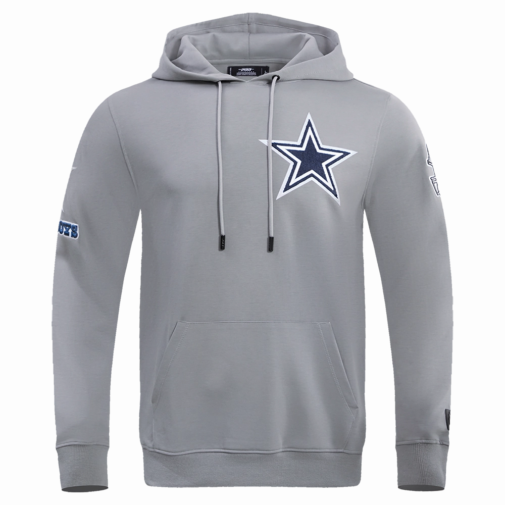 NFL DALLAS COWBOYS CLASSIC CHENILLE MEN'S PULLOVER HOODIE (GRAY)