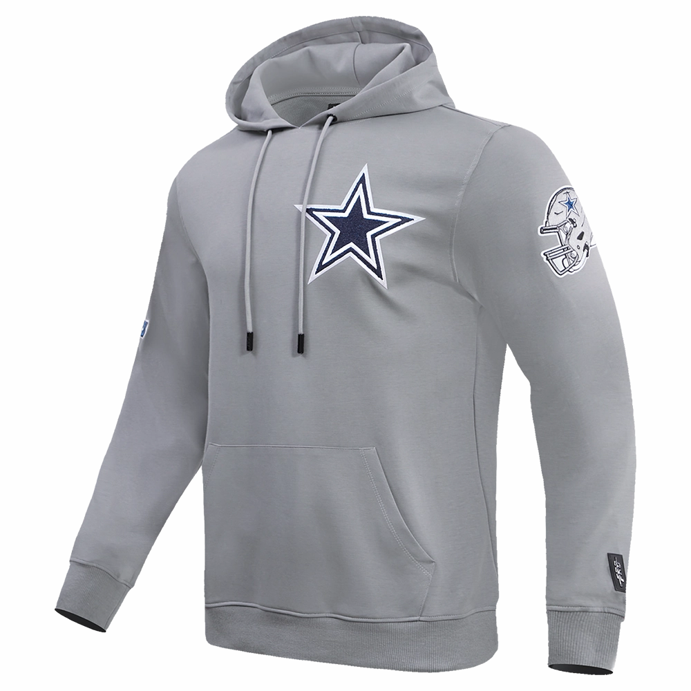 NFL DALLAS COWBOYS CLASSIC CHENILLE MEN'S PULLOVER HOODIE (GRAY)
