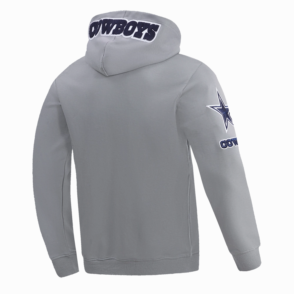NFL DALLAS COWBOYS CLASSIC CHENILLE MEN'S PULLOVER HOODIE (GRAY)