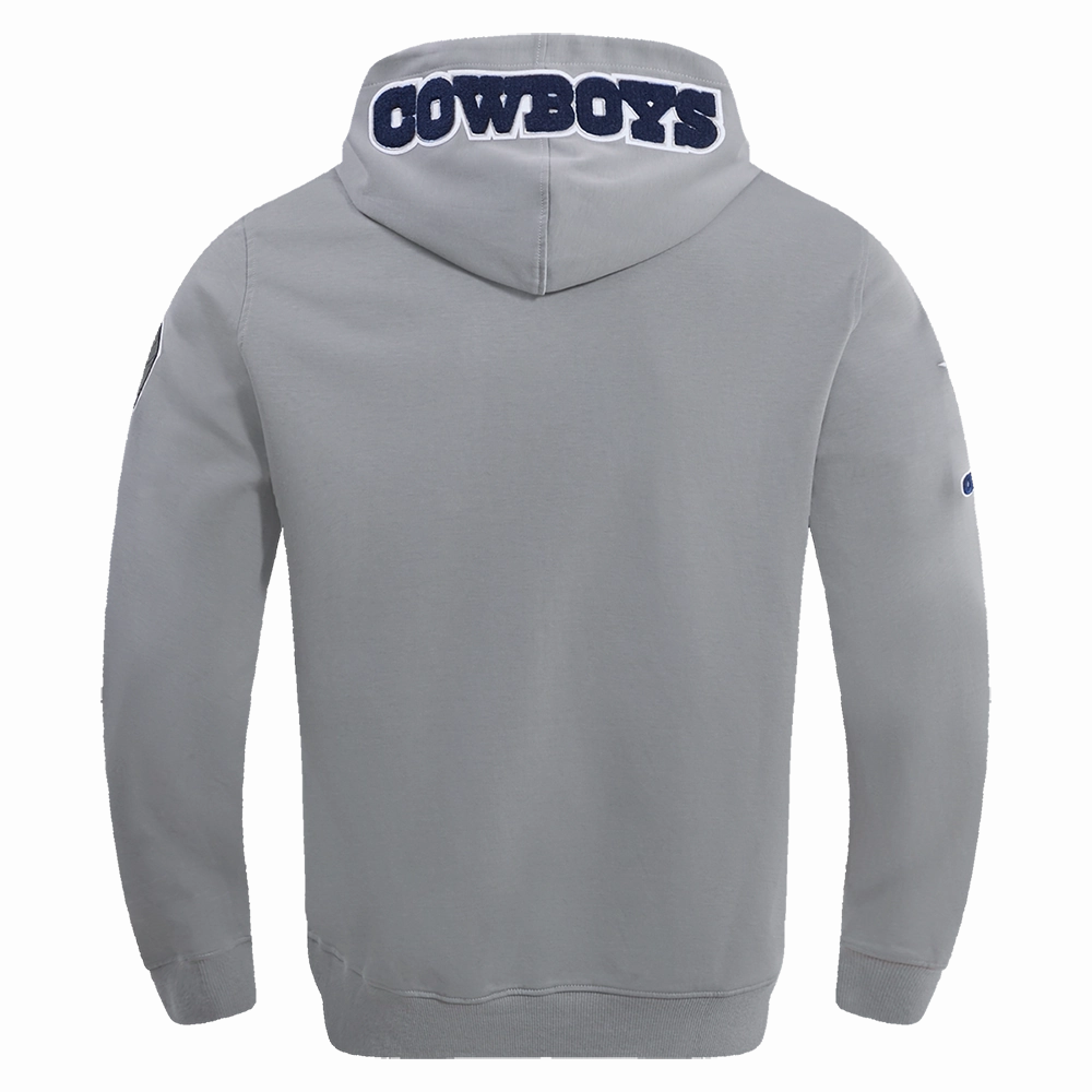 NFL DALLAS COWBOYS CLASSIC CHENILLE MEN'S PULLOVER HOODIE (GRAY)