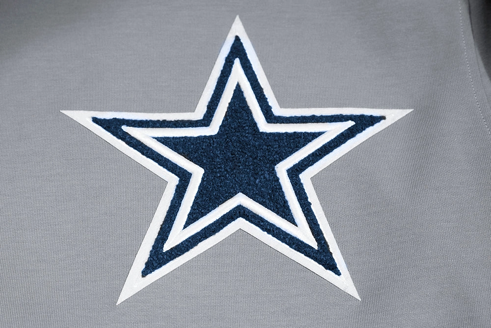 NFL DALLAS COWBOYS CLASSIC CHENILLE MEN'S PULLOVER HOODIE (GRAY)