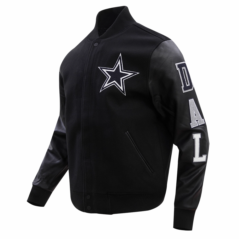 NFL DALLAS COWBOYS CLASSIC WOOL MEN'S VARSITY JACKET (BLACK)