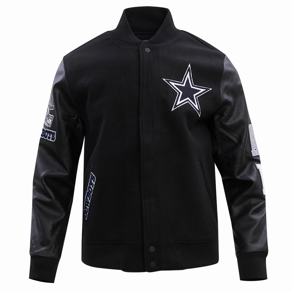 NFL DALLAS COWBOYS CLASSIC WOOL MEN'S VARSITY JACKET (BLACK)