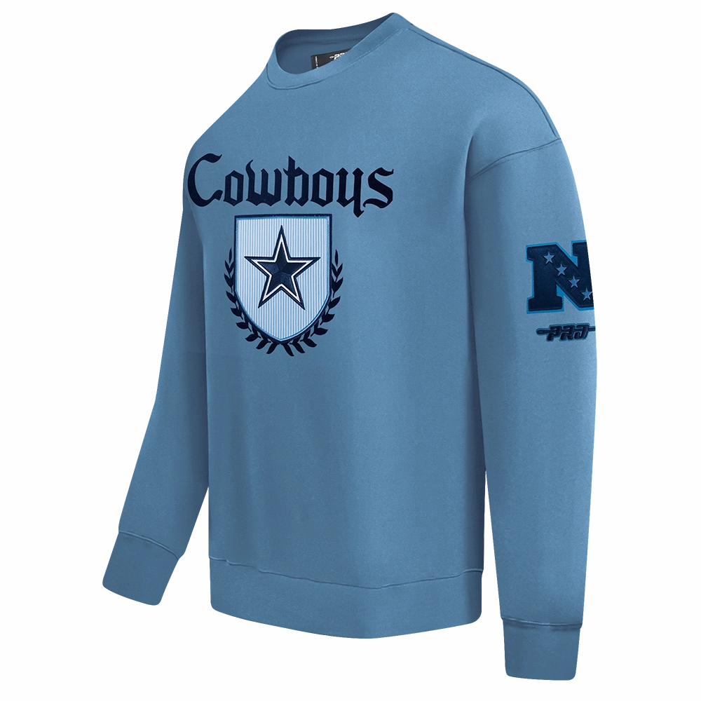 NFL DALLAS COWBOYS COUNTRY CLUB MEN'S DROP SHOULDER FLEECE CREWNECK (STEEL BLUE)