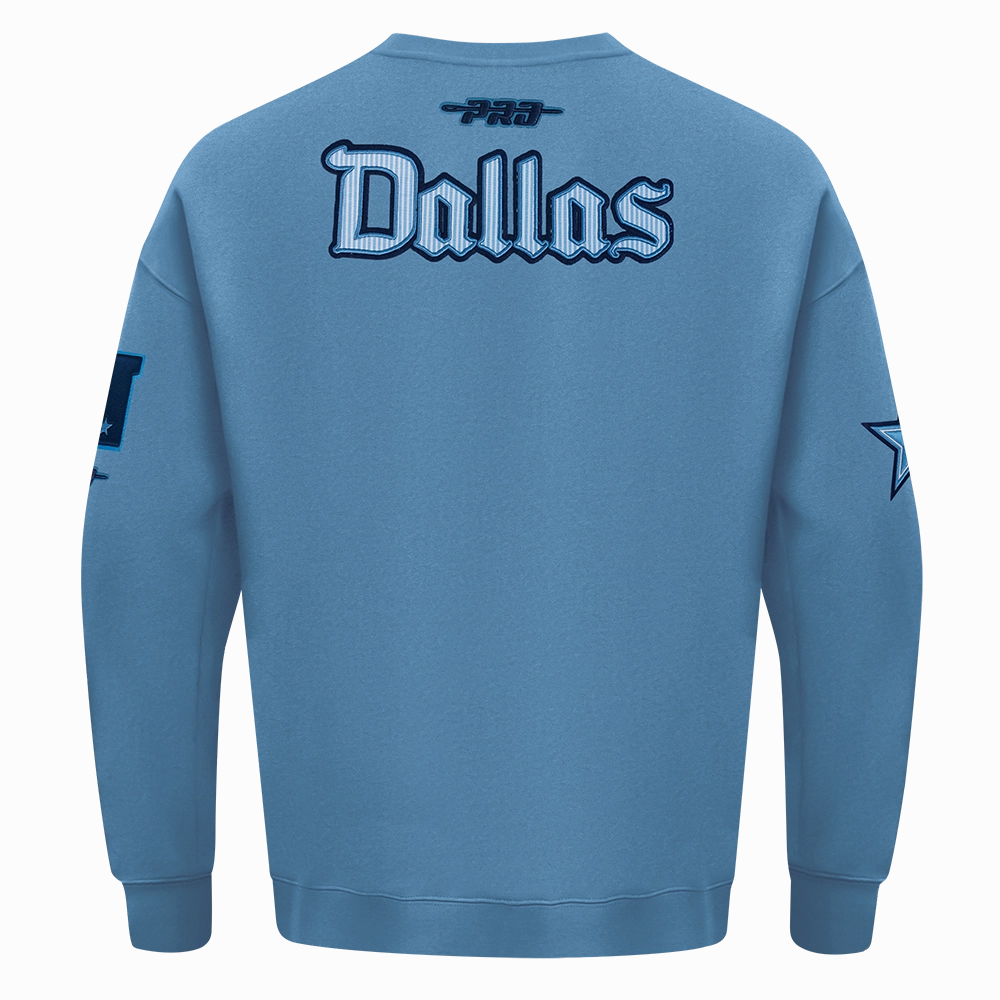 NFL DALLAS COWBOYS COUNTRY CLUB MEN'S DROP SHOULDER FLEECE CREWNECK (STEEL BLUE)