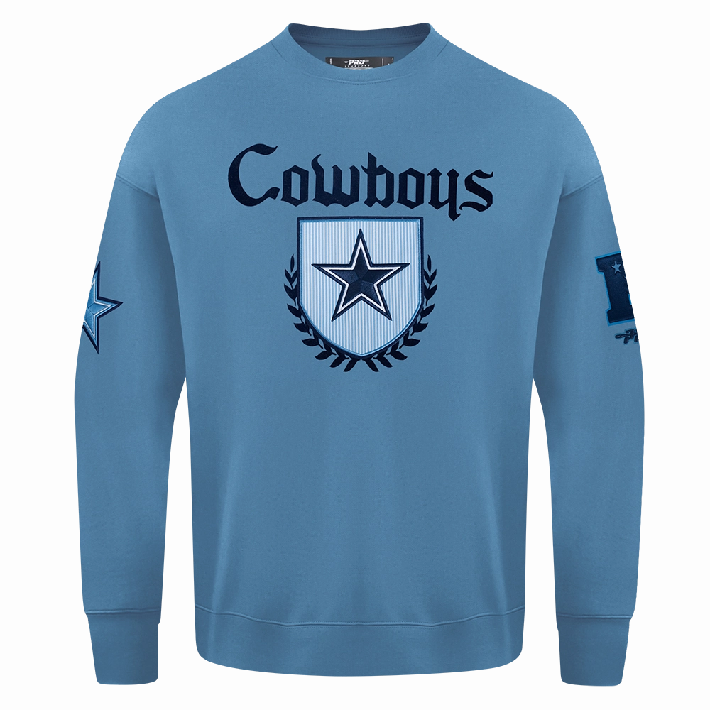 NFL DALLAS COWBOYS COUNTRY CLUB MEN'S DROP SHOULDER FLEECE CREWNECK (STEEL BLUE)