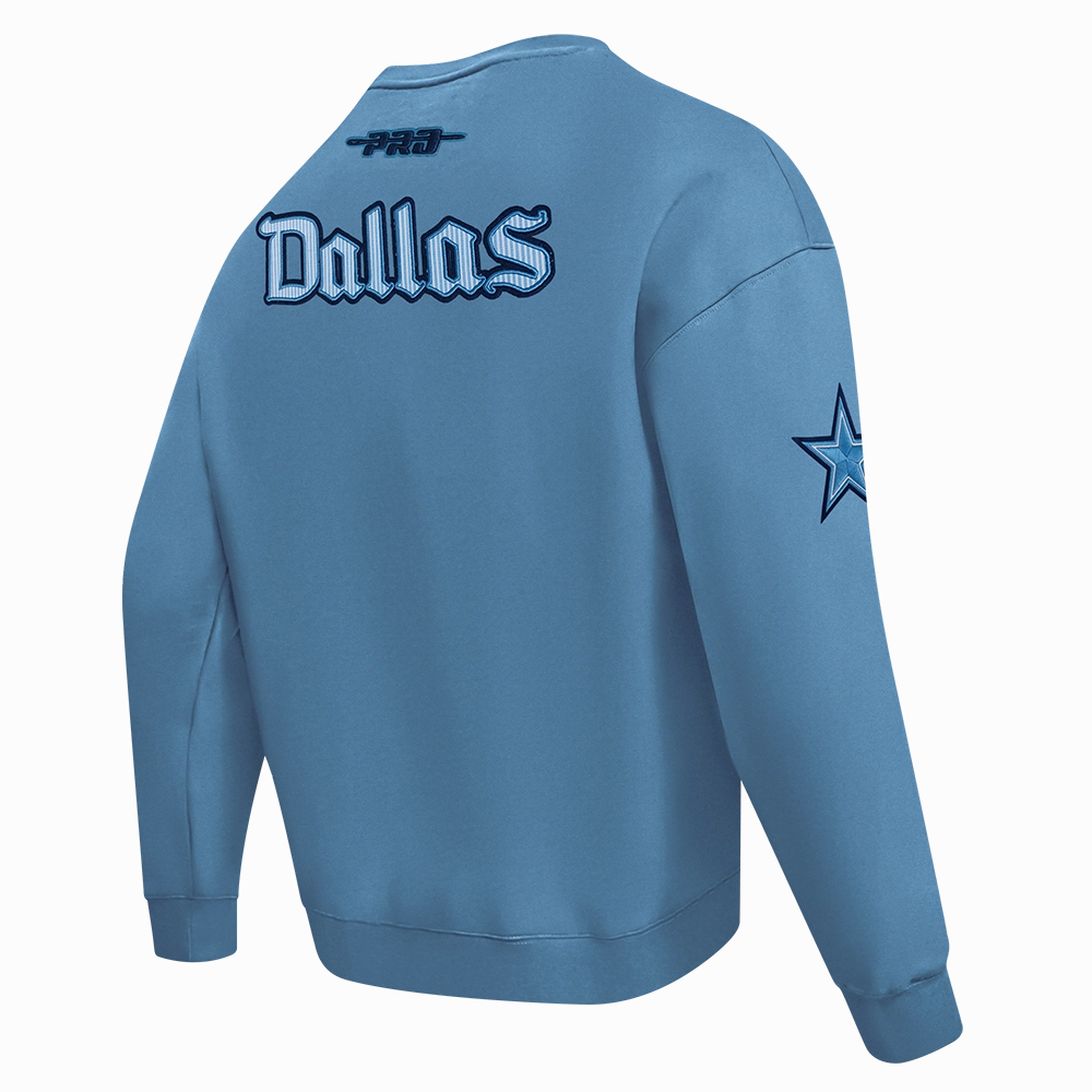 NFL DALLAS COWBOYS COUNTRY CLUB MEN'S DROP SHOULDER FLEECE CREWNECK (STEEL BLUE)