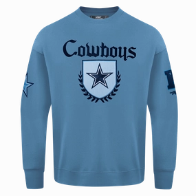 NFL DALLAS COWBOYS COUNTRY CLUB MEN'S DROP SHOULDER FLEECE CREWNECK (STEEL BLUE)