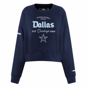 NFL DALLAS COWBOYS COUNTRY CLUB WOMEN'S DOUBLE KNIT CREWNECK (MIDNIGHT NAVY)