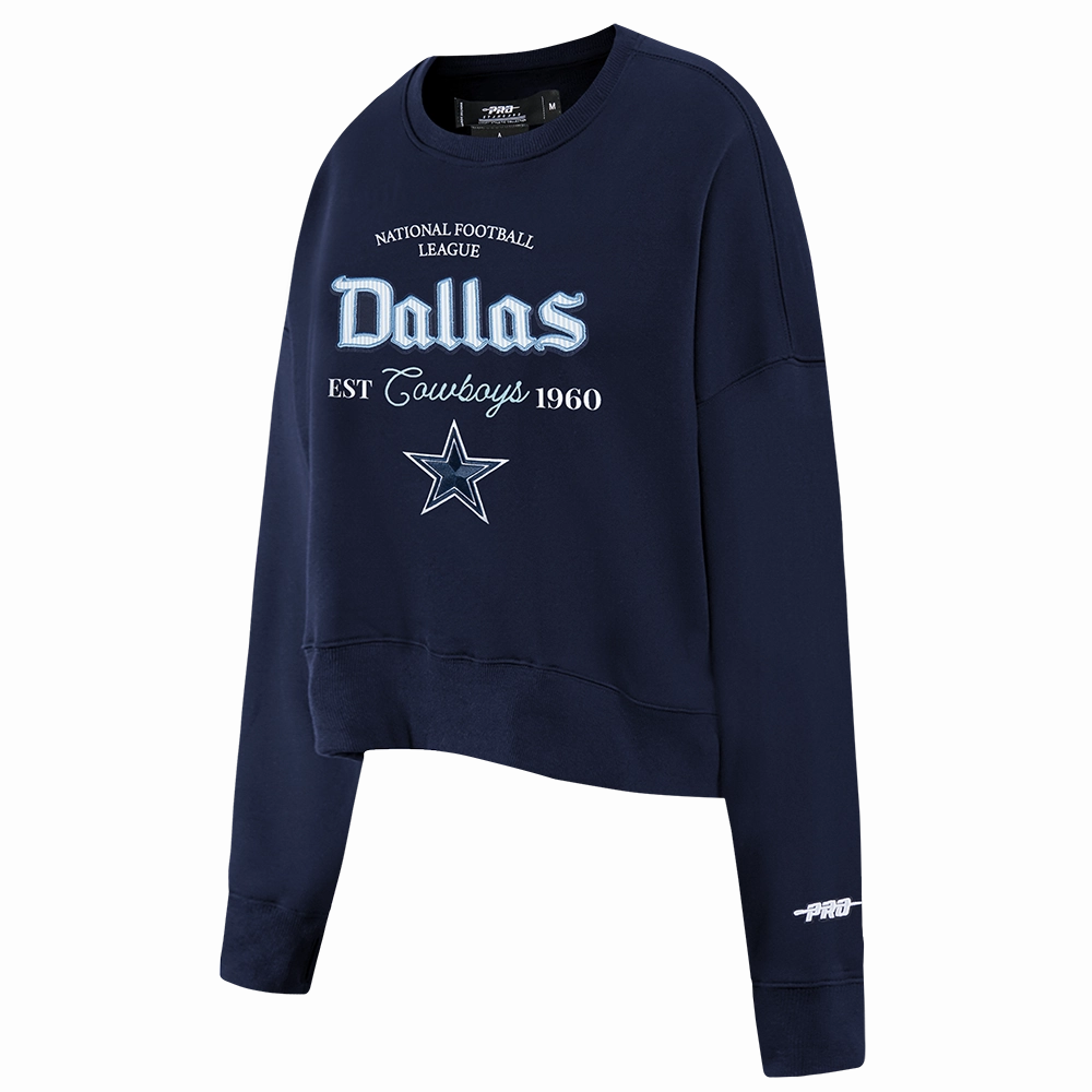 NFL DALLAS COWBOYS COUNTRY CLUB WOMEN'S DOUBLE KNIT CREWNECK (MIDNIGHT NAVY)