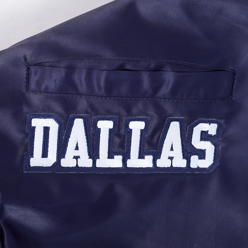 NFL DALLAS COWBOYS CREST EMBLEM MEN'S SATIN JACKET (MIDNIGHT NAVY)