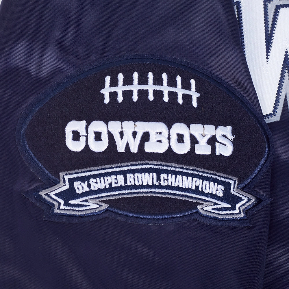 NFL DALLAS COWBOYS CREST EMBLEM MEN'S SATIN JACKET (MIDNIGHT NAVY)