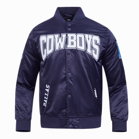 NFL DALLAS COWBOYS CREST EMBLEM MEN'S SATIN JACKET (MIDNIGHT NAVY)