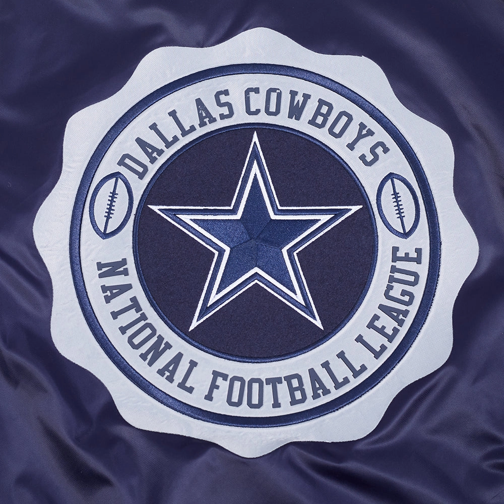 NFL DALLAS COWBOYS CREST EMBLEM MEN'S SATIN JACKET (MIDNIGHT NAVY)