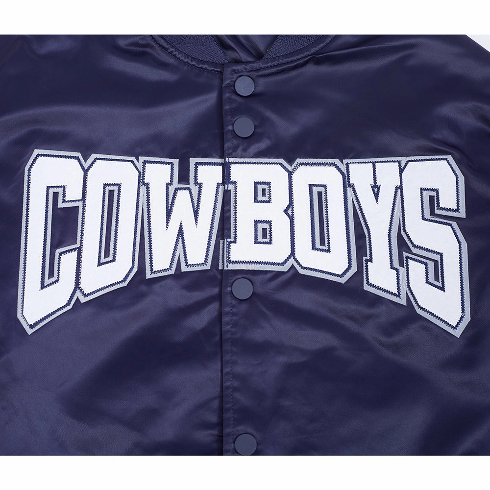 NFL DALLAS COWBOYS CREST EMBLEM MEN'S SATIN JACKET (MIDNIGHT NAVY)
