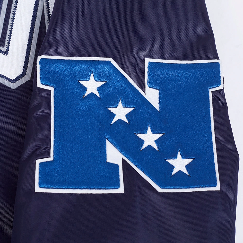 NFL DALLAS COWBOYS CREST EMBLEM MEN'S SATIN JACKET (MIDNIGHT NAVY)
