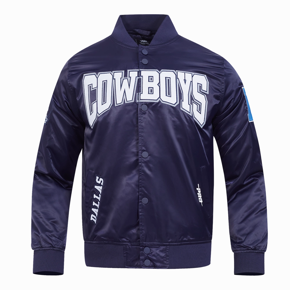 NFL DALLAS COWBOYS CREST EMBLEM MEN'S SATIN JACKET (MIDNIGHT NAVY)