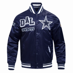 NFL DALLAS COWBOYS MASHUP MEN'S RIB SATIN JACKET (MIDNIGHT NAVY)