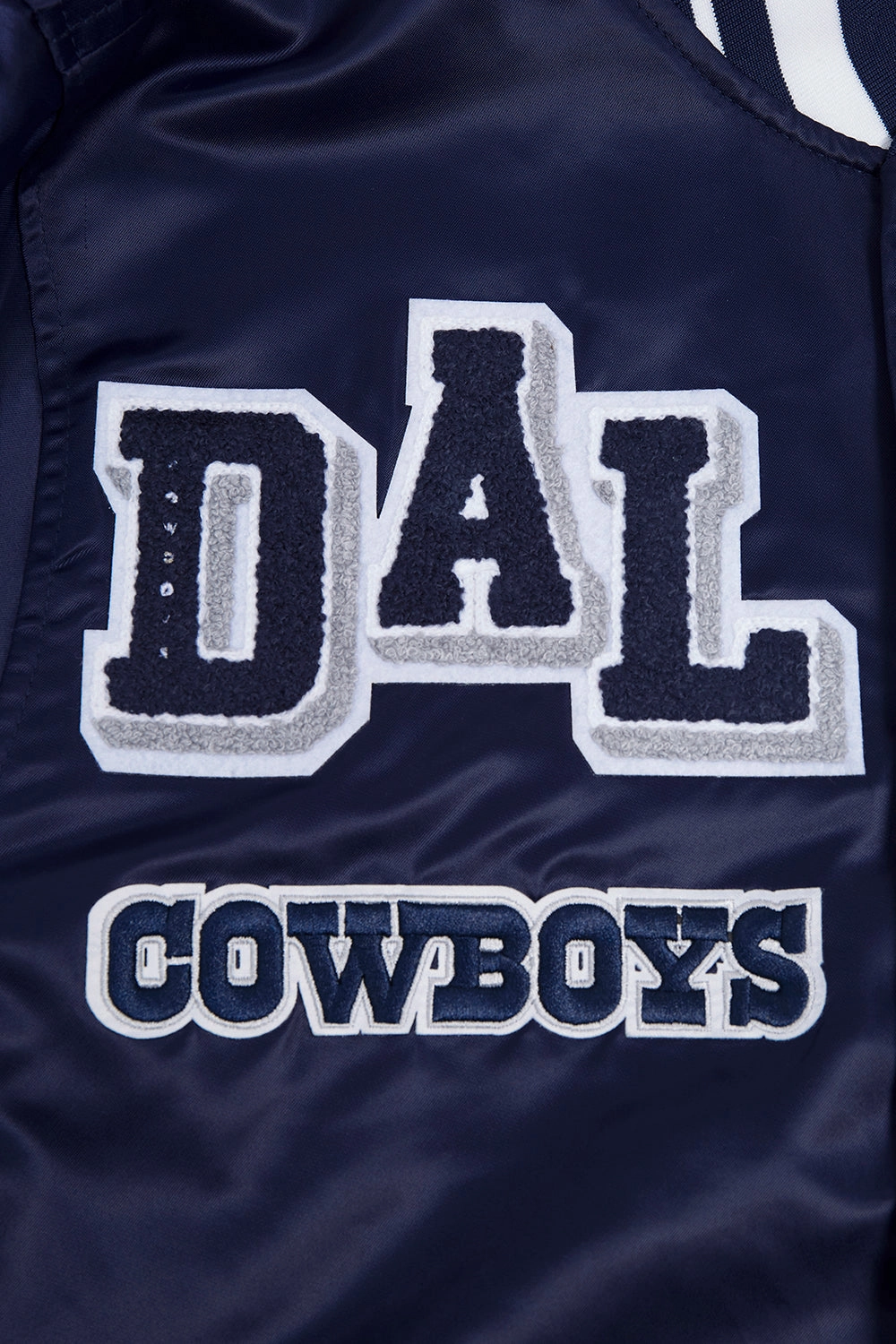 NFL DALLAS COWBOYS MASHUP MEN'S RIB SATIN JACKET (MIDNIGHT NAVY)