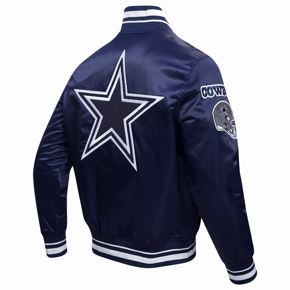 NFL DALLAS COWBOYS MASHUP MEN'S RIB SATIN JACKET (MIDNIGHT NAVY)