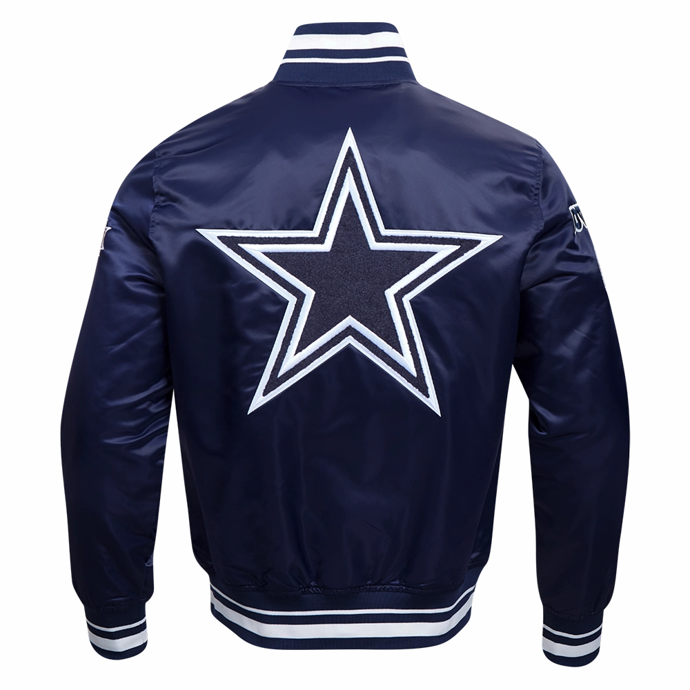 NFL DALLAS COWBOYS MASHUP MEN'S RIB SATIN JACKET (MIDNIGHT NAVY)