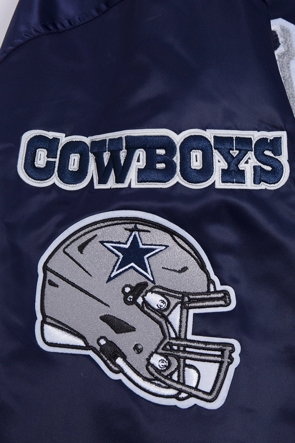 NFL DALLAS COWBOYS MASHUP MEN'S RIB SATIN JACKET (MIDNIGHT NAVY)